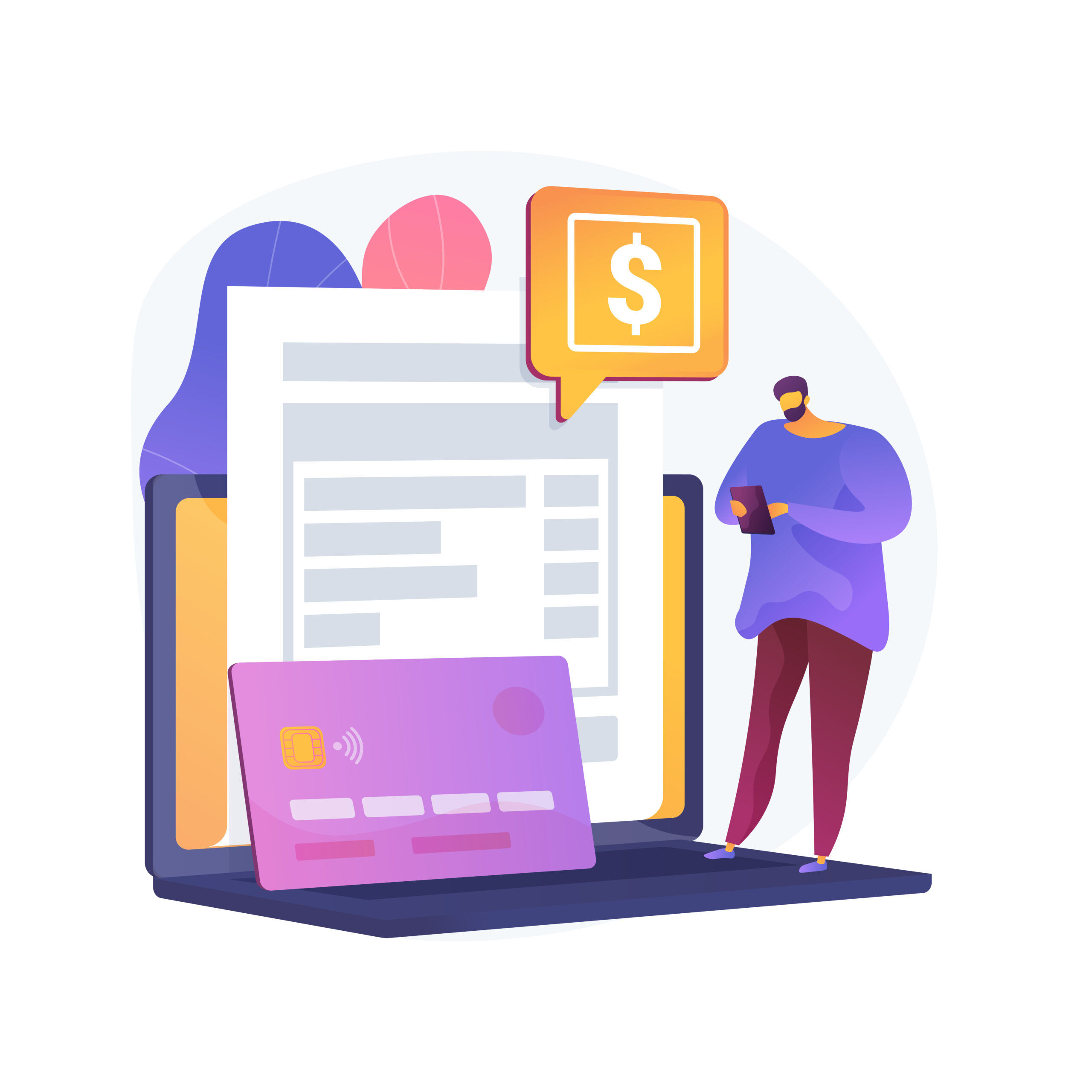 Pay a balance owed abstract concept vector illustration.